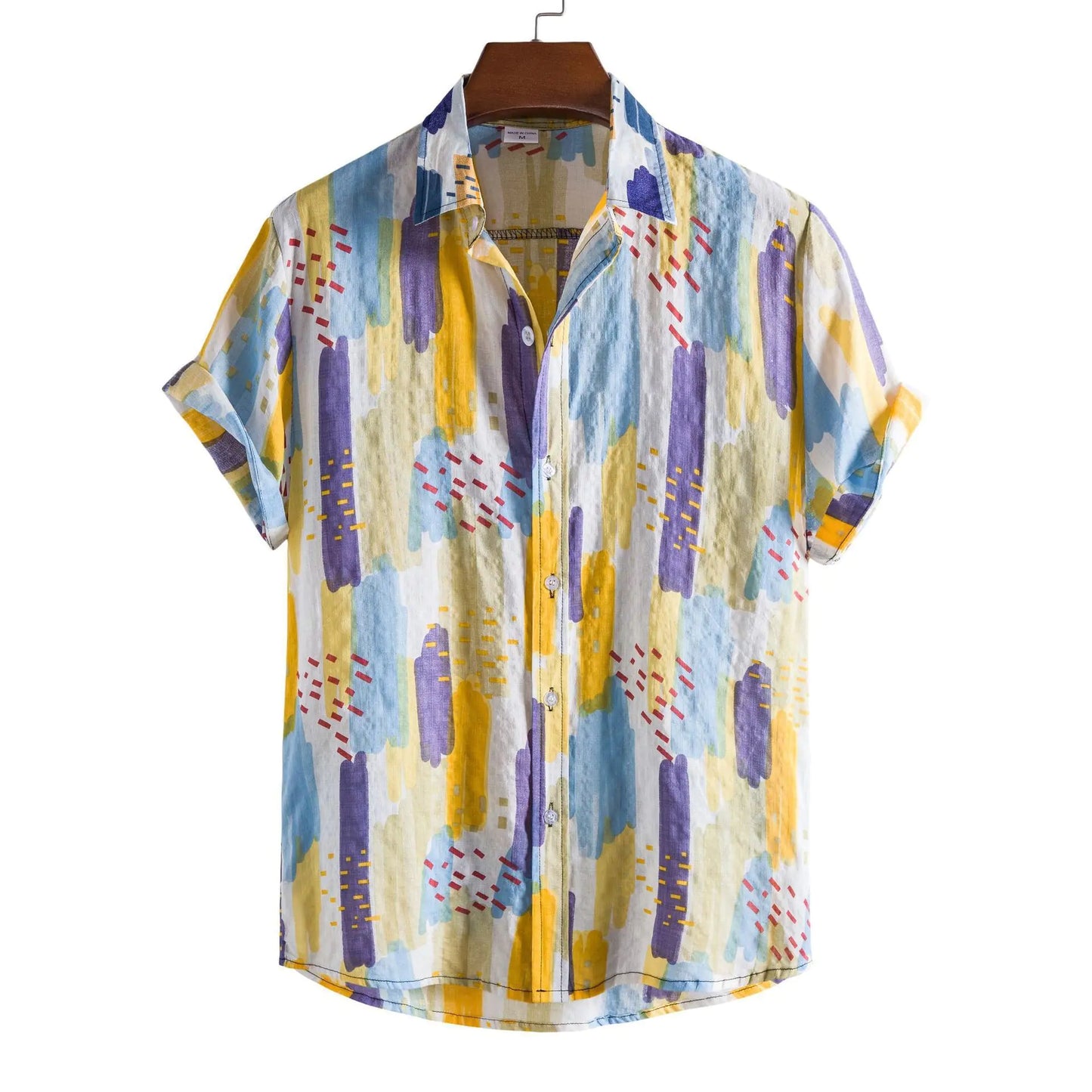 Men's Casual 3D Floral Short Sleeve Shirt - Summer Collection
