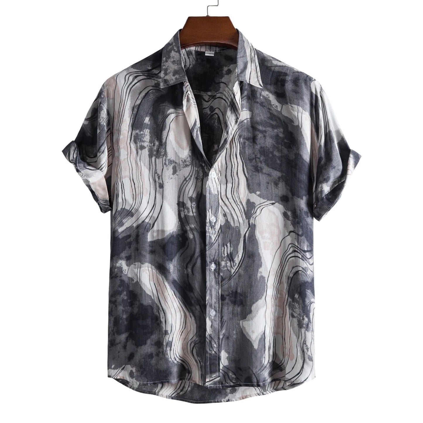 Men's Casual 3D Floral Short Sleeve Shirt - Summer Collection