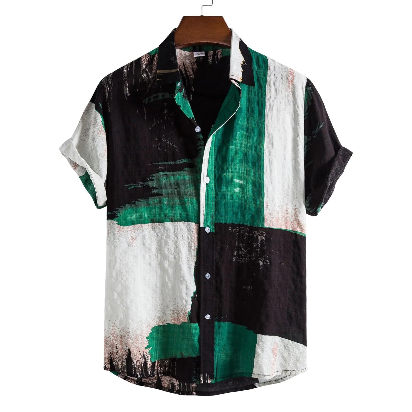 Men's Casual 3D Floral Short Sleeve Shirt - Summer Collection