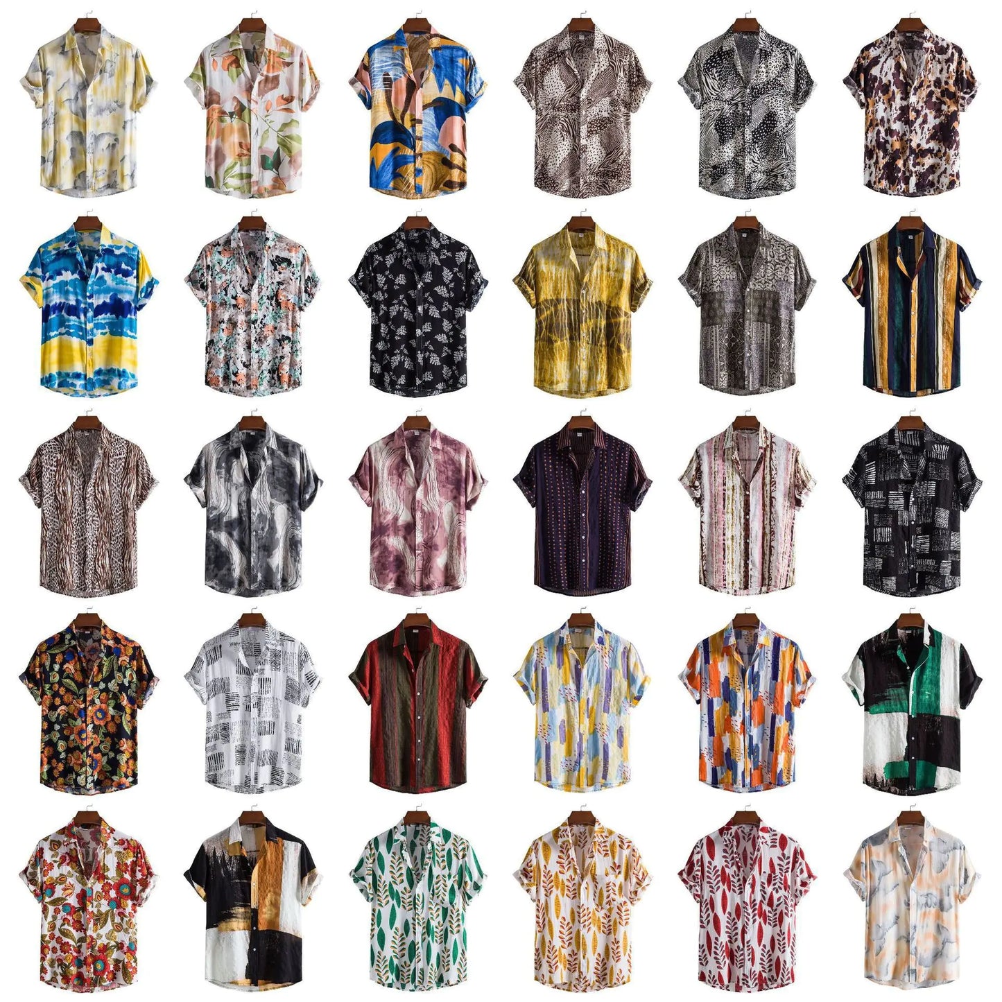 Men's Casual 3D Floral Short Sleeve Shirt - Summer Collection