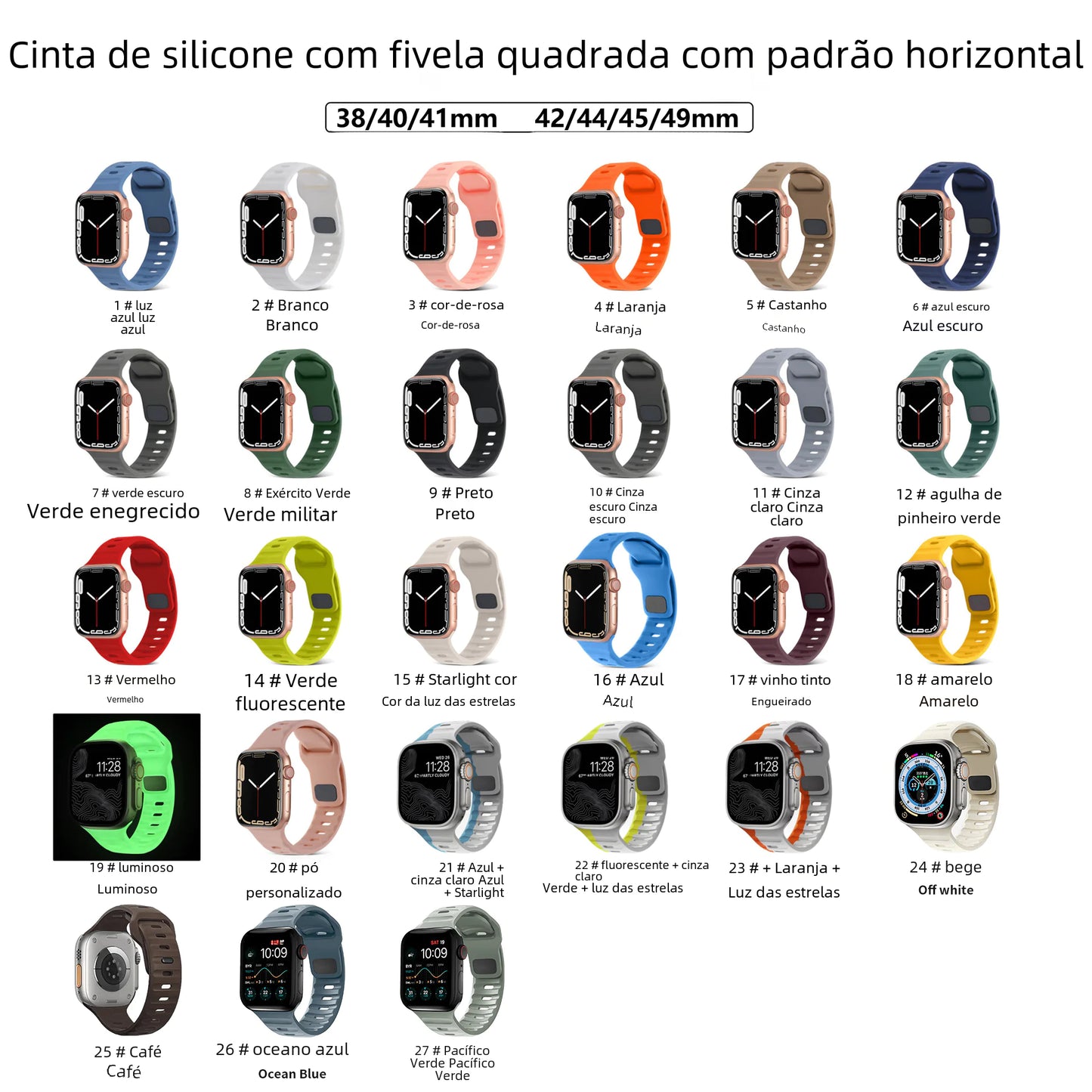 Silicone Watch Band for Apple Watch Series 9 Ultra2