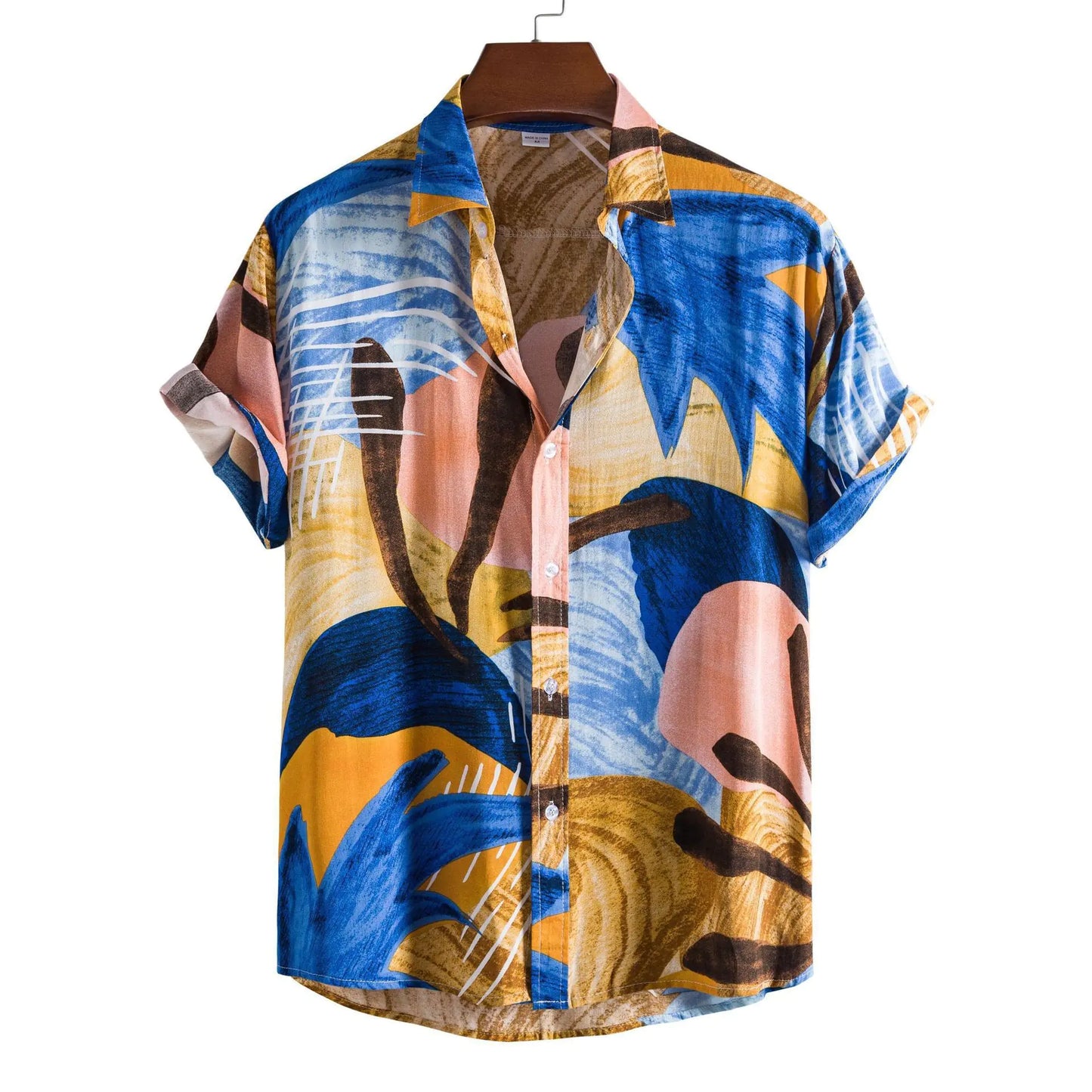 Men's Casual 3D Floral Short Sleeve Shirt - Summer Collection