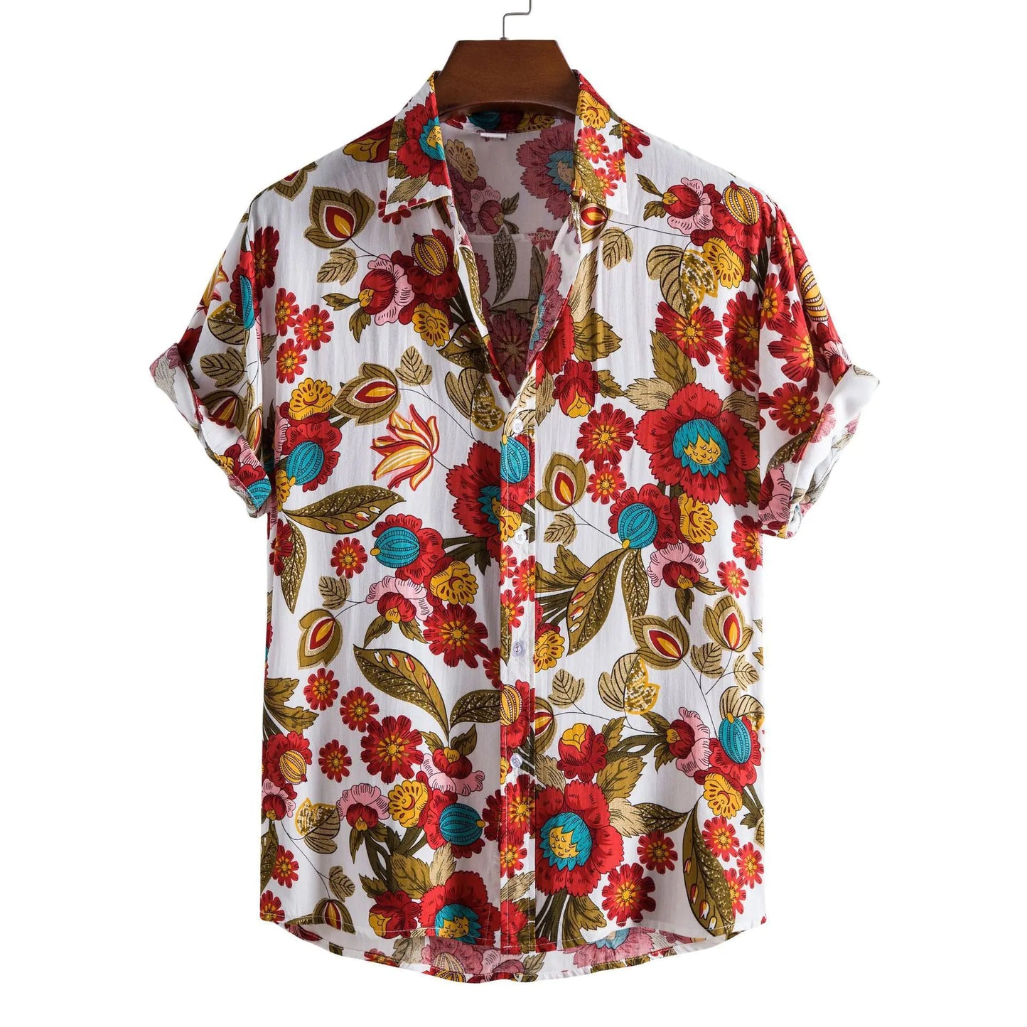 Men's Casual 3D Floral Short Sleeve Shirt - Summer Collection