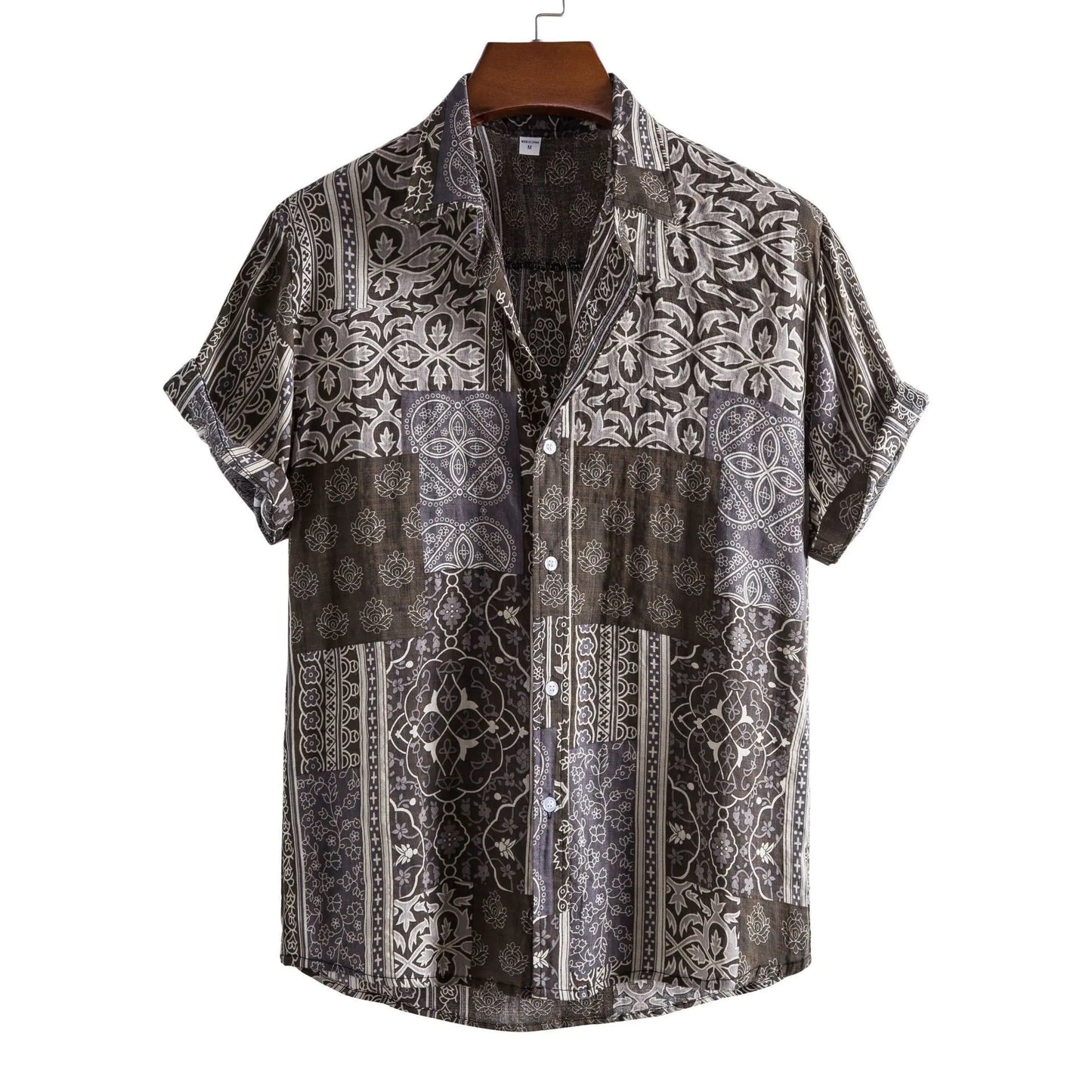 Men's Casual 3D Floral Short Sleeve Shirt - Summer Collection