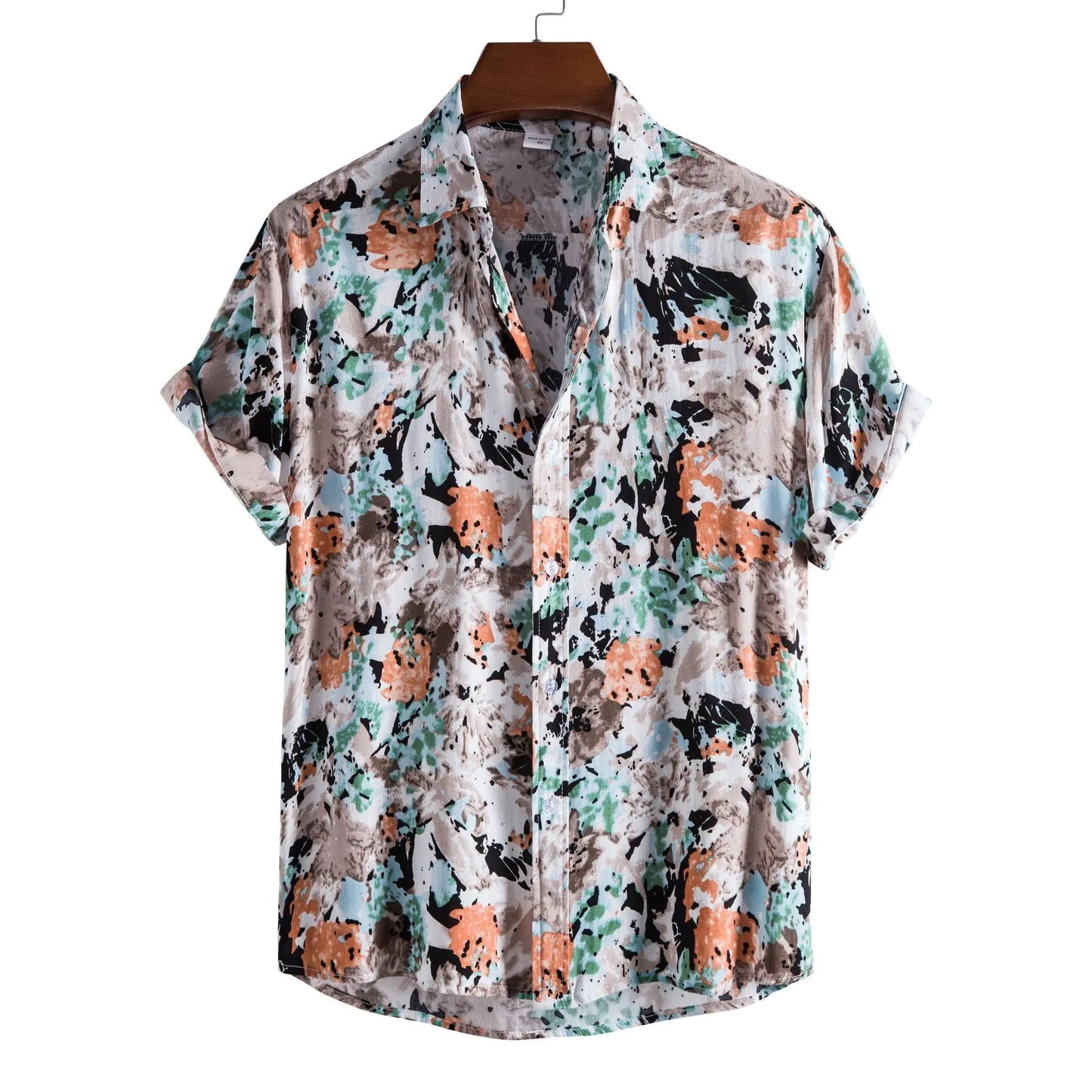 Men's Casual 3D Floral Short Sleeve Shirt - Summer Collection