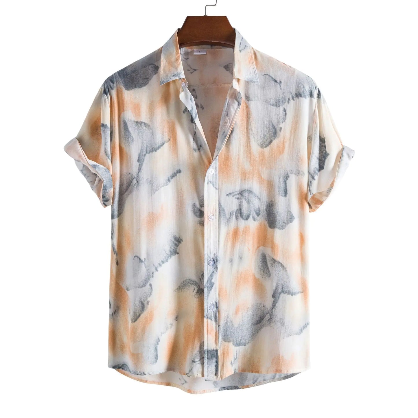 Men's Casual 3D Floral Short Sleeve Shirt - Summer Collection