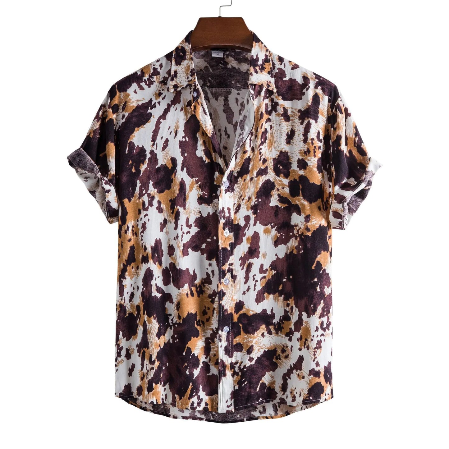 Men's Casual 3D Floral Short Sleeve Shirt - Summer Collection