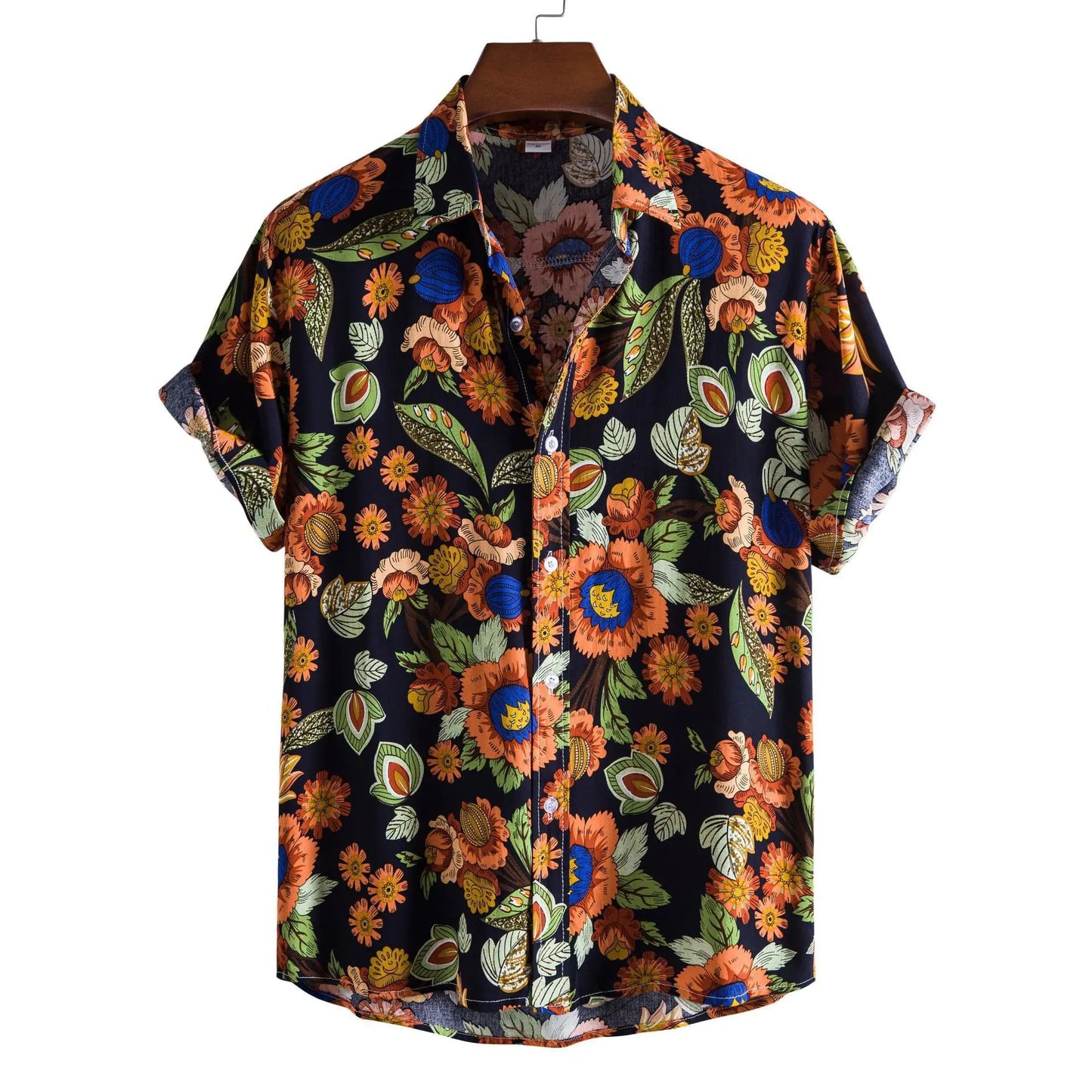 Men's Casual 3D Floral Short Sleeve Shirt - Summer Collection
