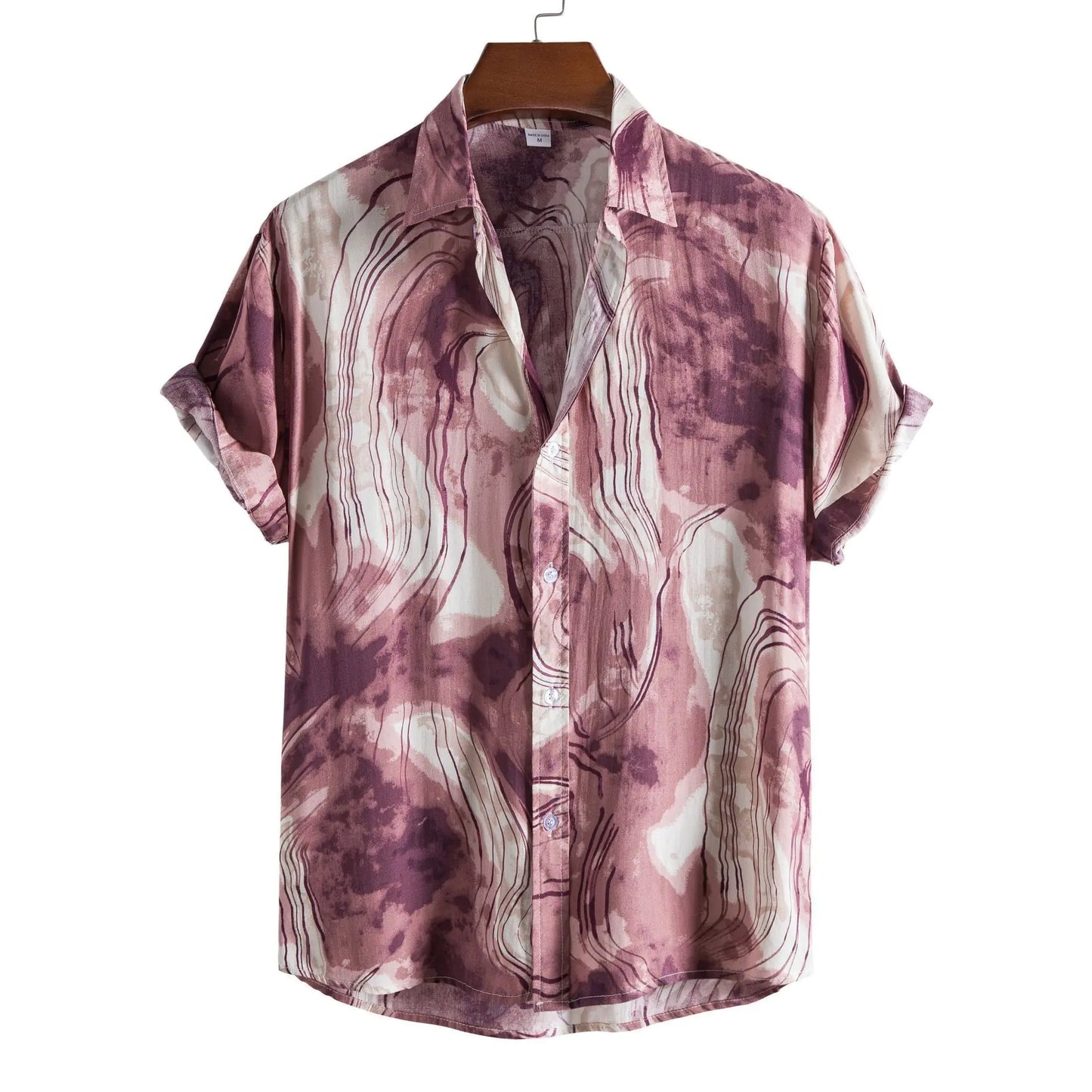 Men's Casual 3D Floral Short Sleeve Shirt - Summer Collection