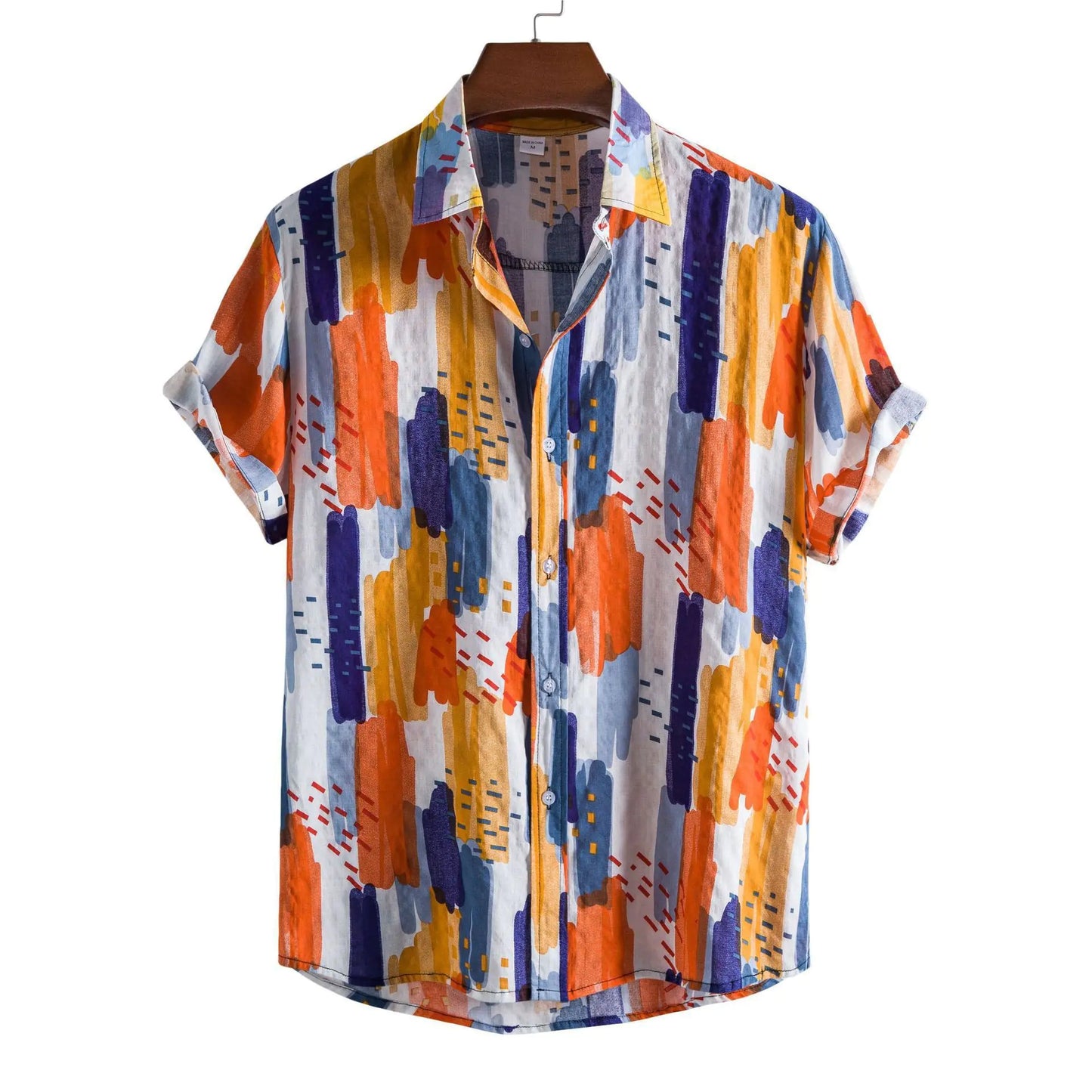 Men's Casual 3D Floral Short Sleeve Shirt - Summer Collection