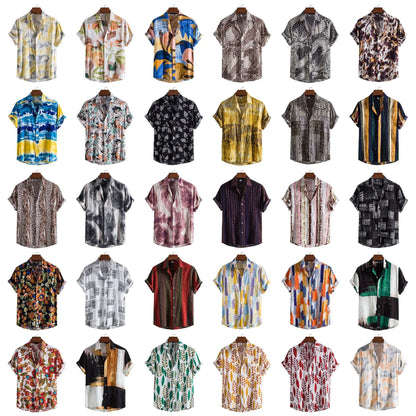 Men's Casual 3D Floral Short Sleeve Shirt - Summer Collection