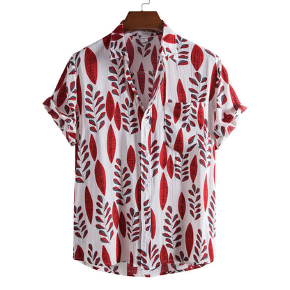 Men's Casual 3D Floral Short Sleeve Shirt - Summer Collection
