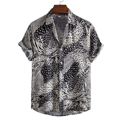 Men's Casual 3D Floral Short Sleeve Shirt - Summer Collection
