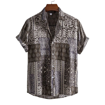 Men's Casual 3D Floral Short Sleeve Shirt - Summer Collection