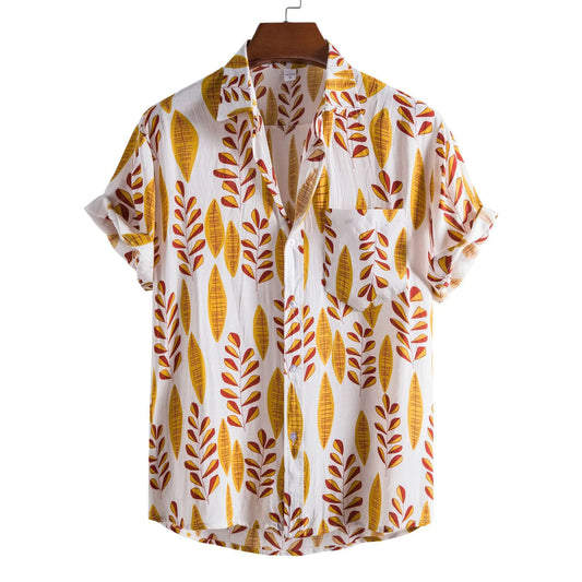 Men's Casual 3D Floral Short Sleeve Shirt - Summer Collection